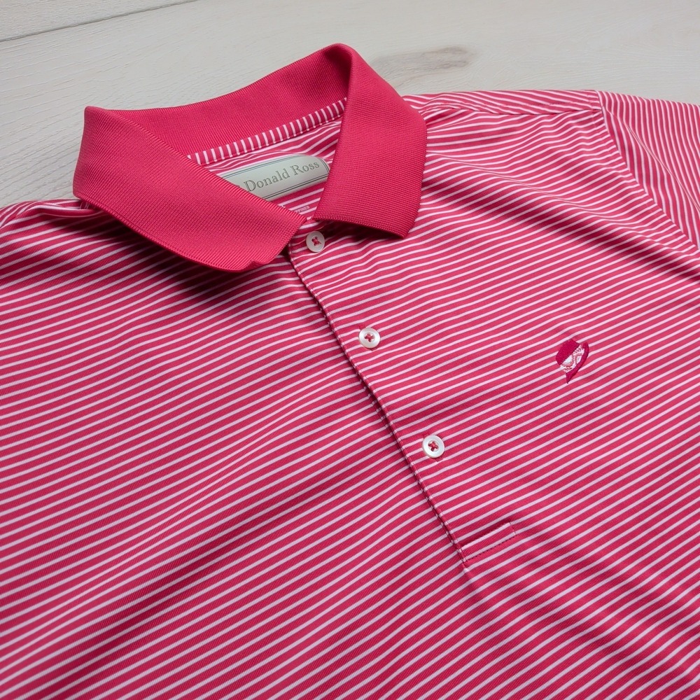 Donald Ross Polo Shirt Mens Large Fine Line Stripe Performance Stretch‎ Golf